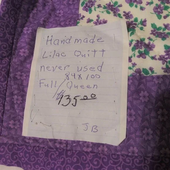 Handmade Lilac Quilt 84 x 100 Full / Queen Throw